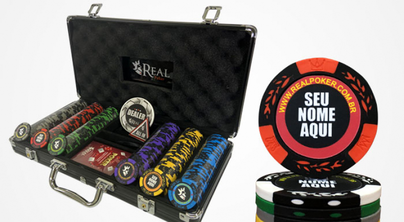 Maleta com 300 Fichas de Poker Personalizadas em Clay 